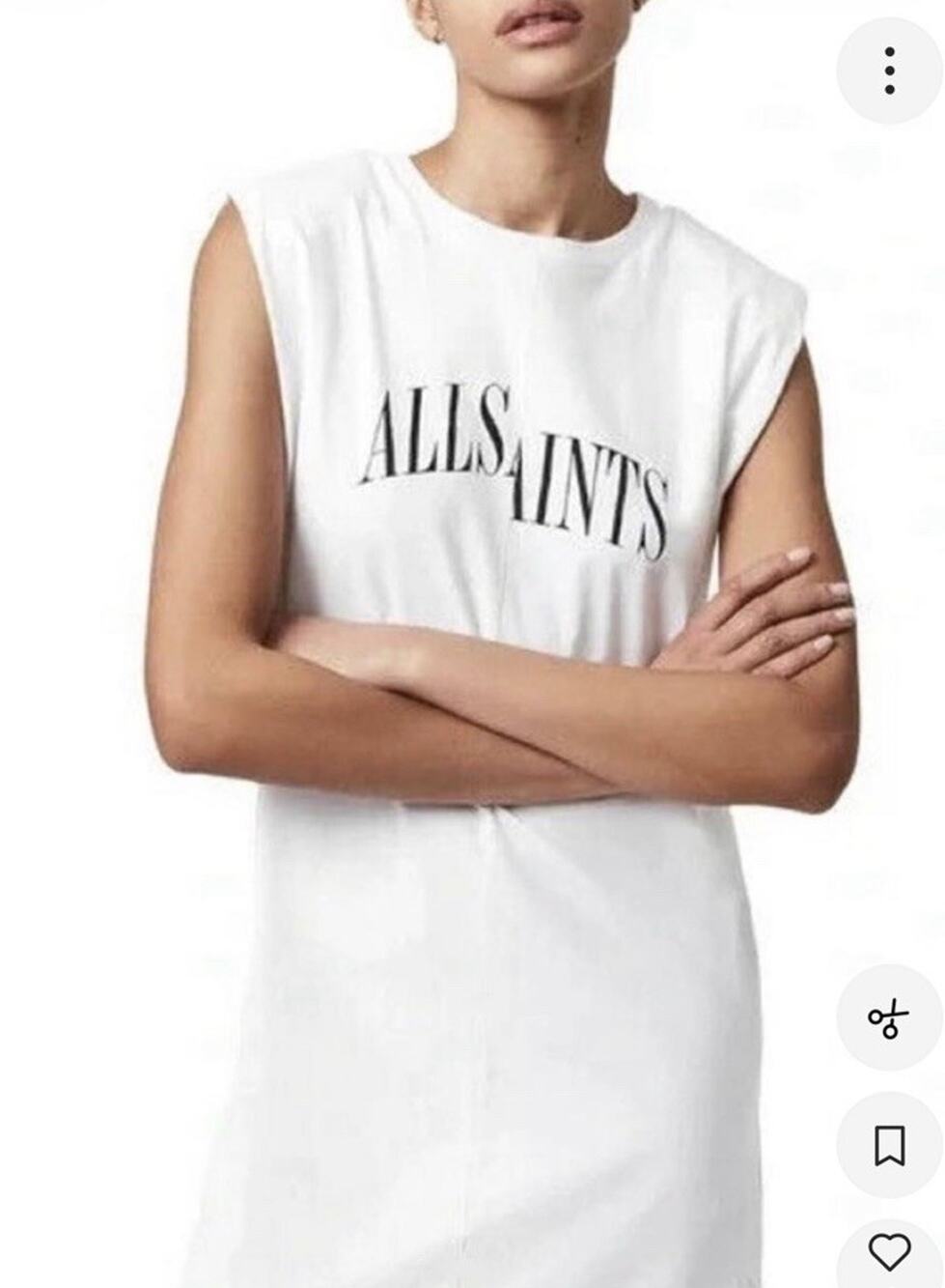 All Saints Logo T-Shirt Dress Size Medium With Shoulder Pads